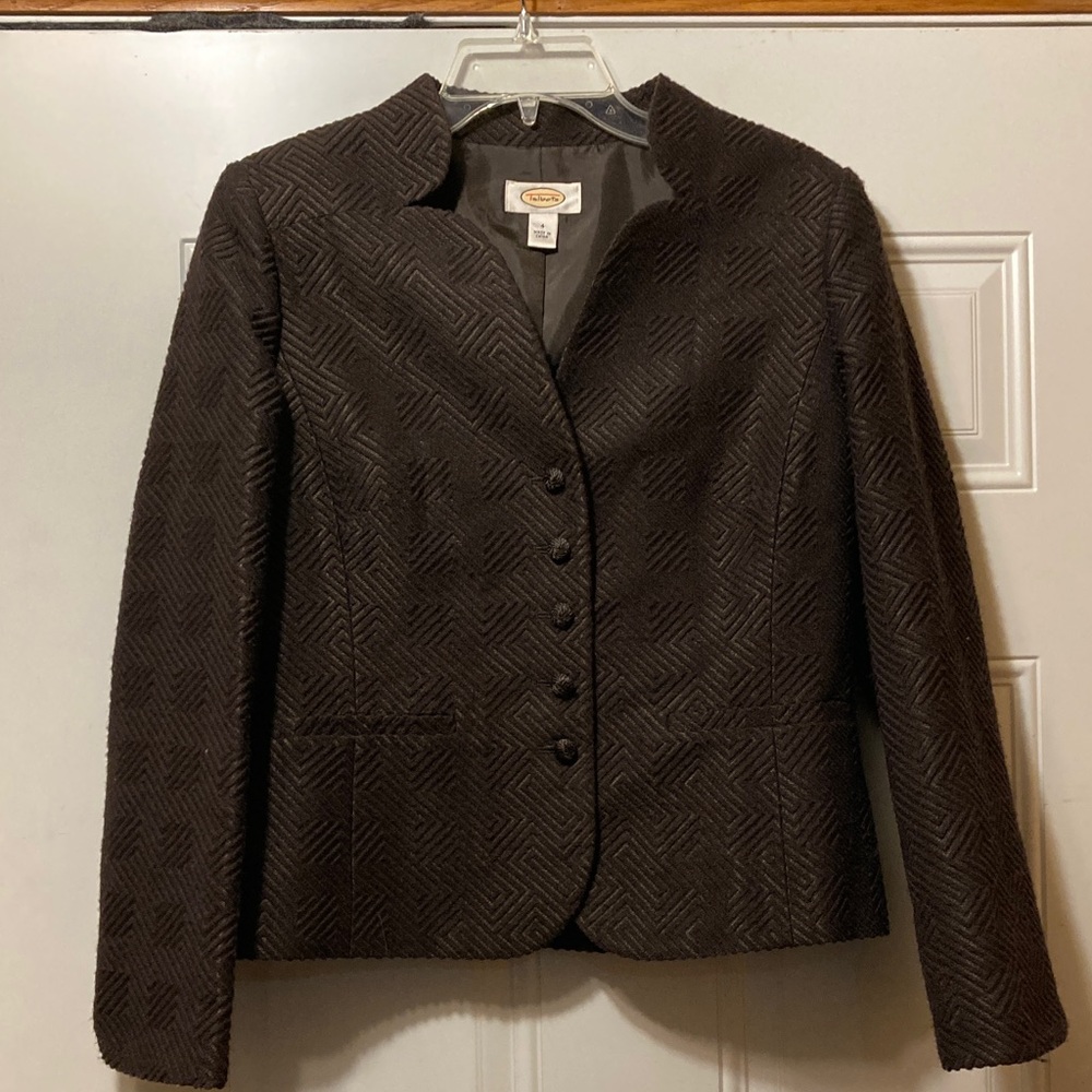 Talbots Dark Brown Textured Blazer 4‎